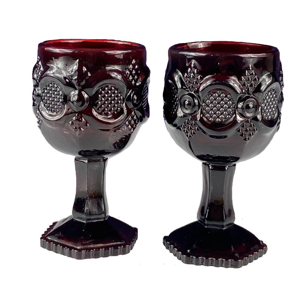 Avon Cape Cod 1876 Collection Small Ruby Goblets